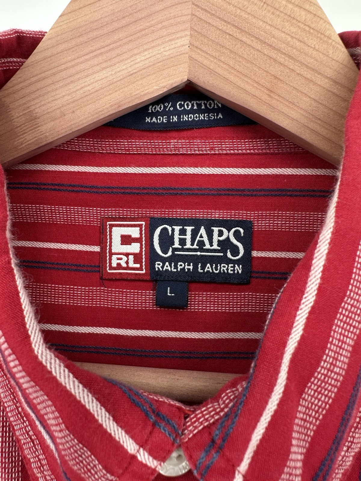 Chaps Ralph Lauren Easy Care Button Up Shirt Mens Size L Red Plaid