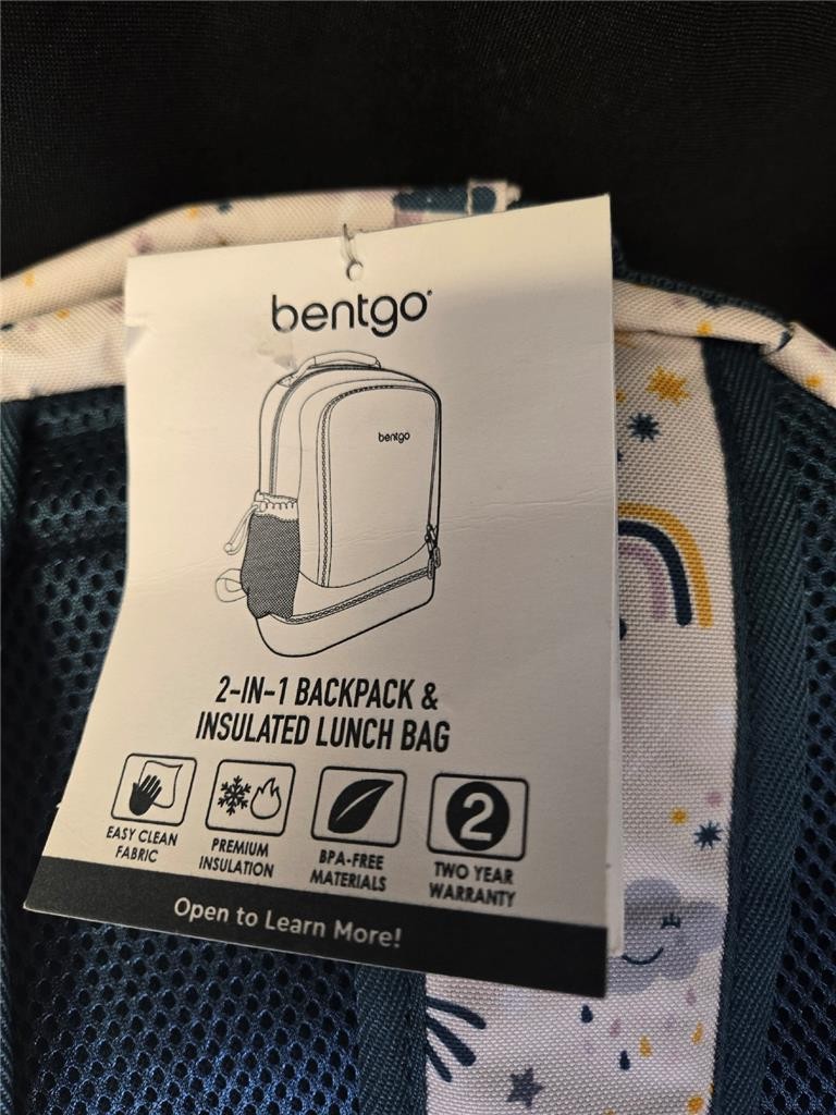 &= Bentgo Backpack Insulated Lunch Bag 2-in-1 Easy Clean BPA Free Insulation NEW
