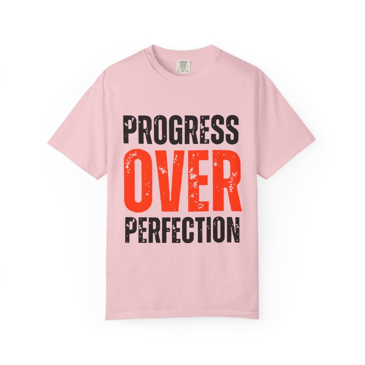 Progress Over Perfection Motivational Quote Unisex Cotton Crew Tee