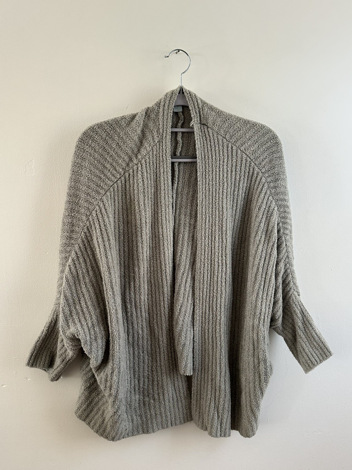 Barefoot Dreams 1XL Lt Gray Cozy Chic Lite Open Front Cardigan Super Soft EUC