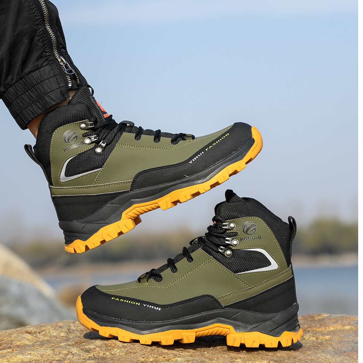 Mens Waterproof Work Boots Steel Toe shoes Safety Shoes Indestructible Non Slip