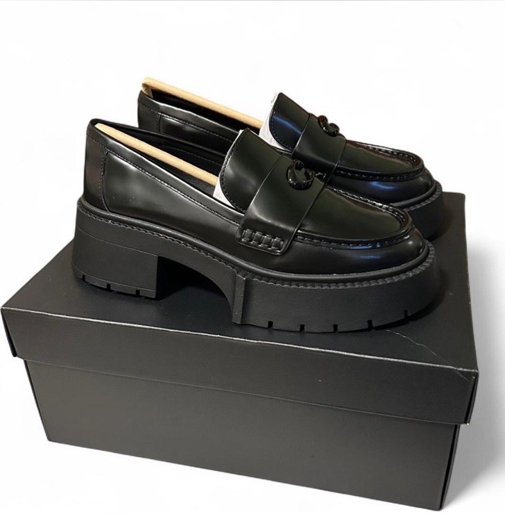 NEW Coach Leah Platform Loafer Black Women’s Size 7 Or Men’s Size 5.5 NIB