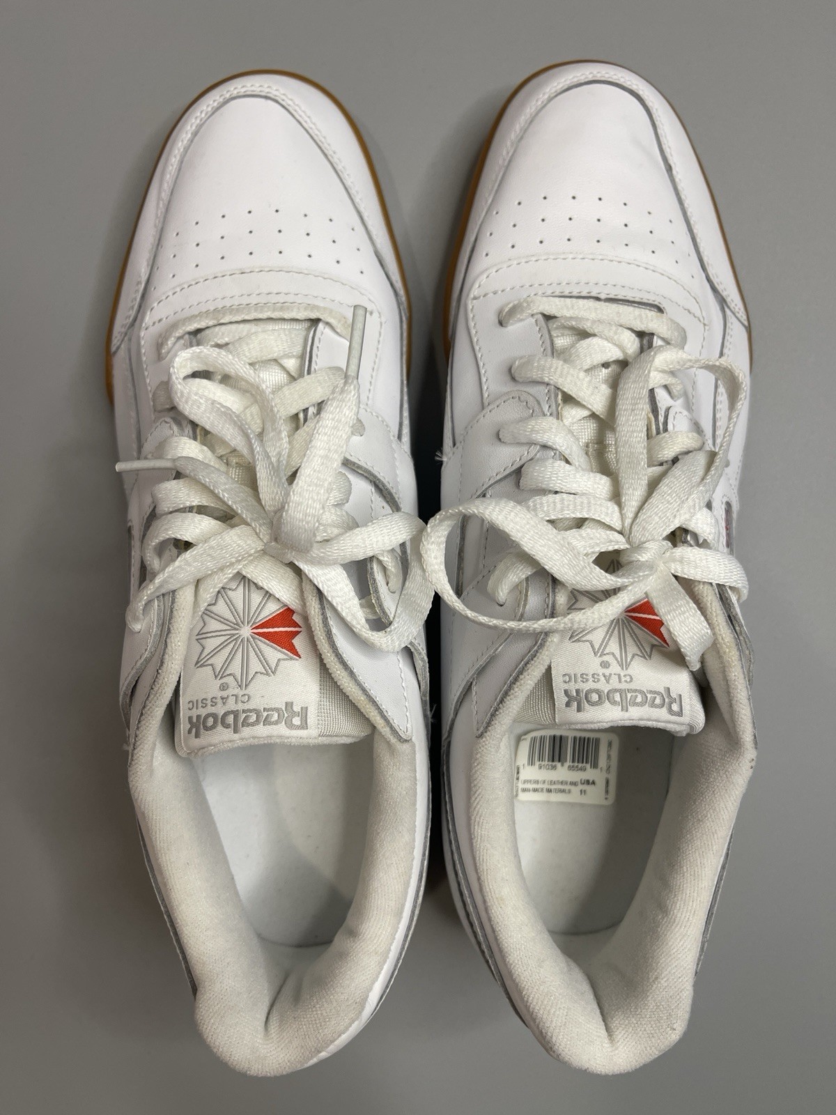Reebok Workout Plus Men’s White Leather Low Top Lace-Up Sneakers CN2126