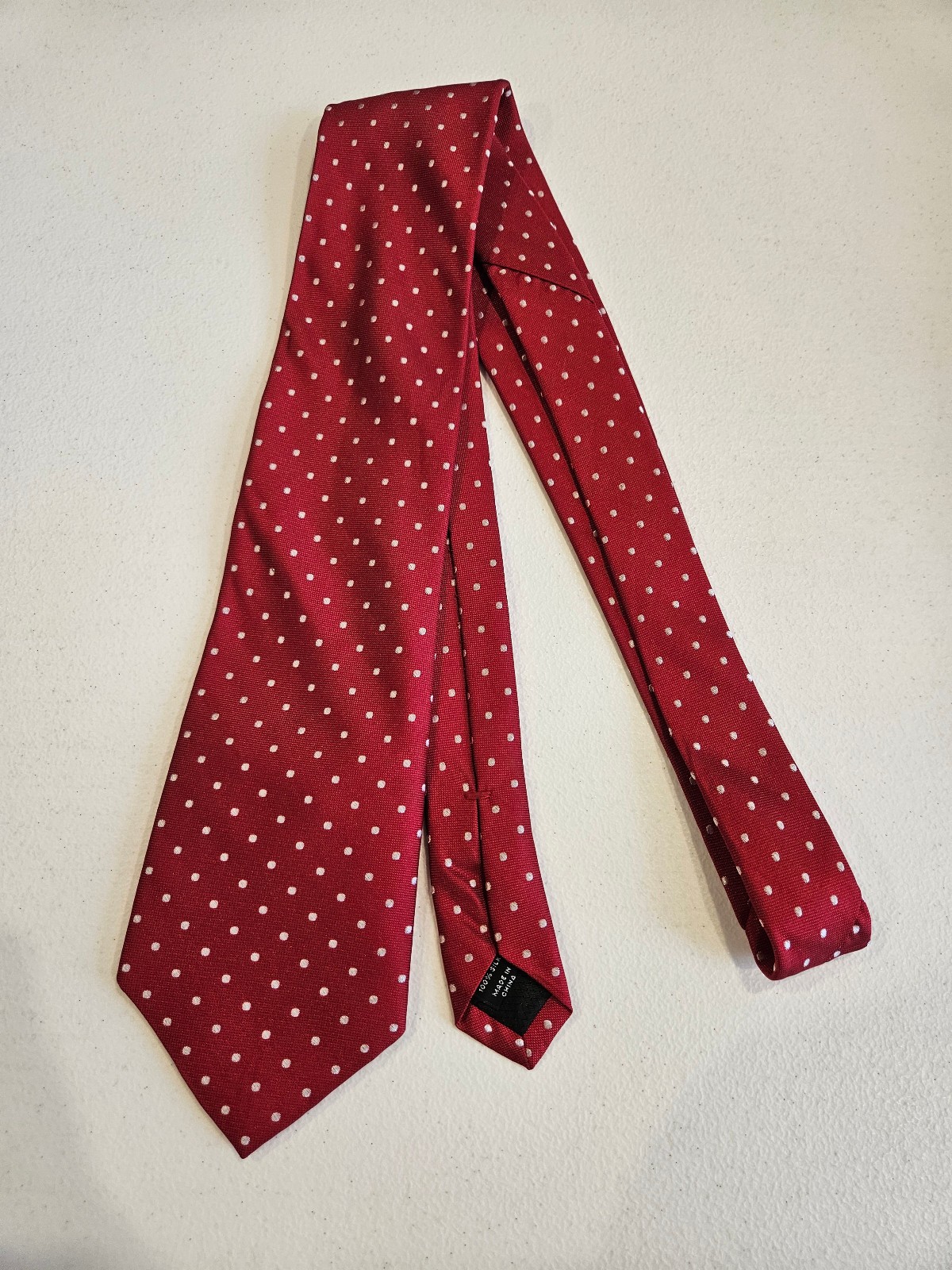 Haspel Tie – Red with White polka Dots – 100% Silk – Very Classic, NICE