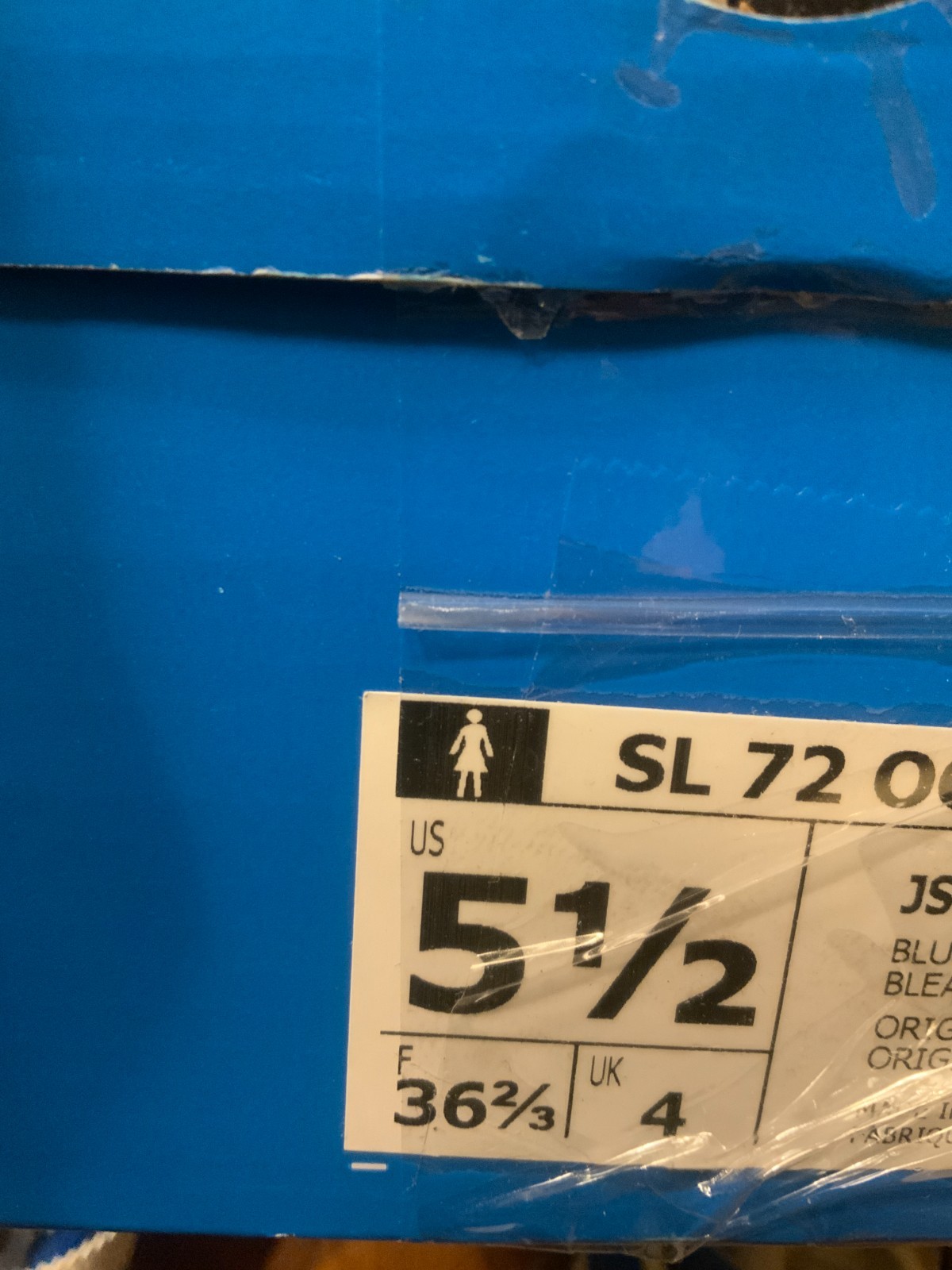 Adidas Women’s SL 72 OG, Style# JS0255, Sz 5.5, Blue Bird/Off White/Preloved Ink