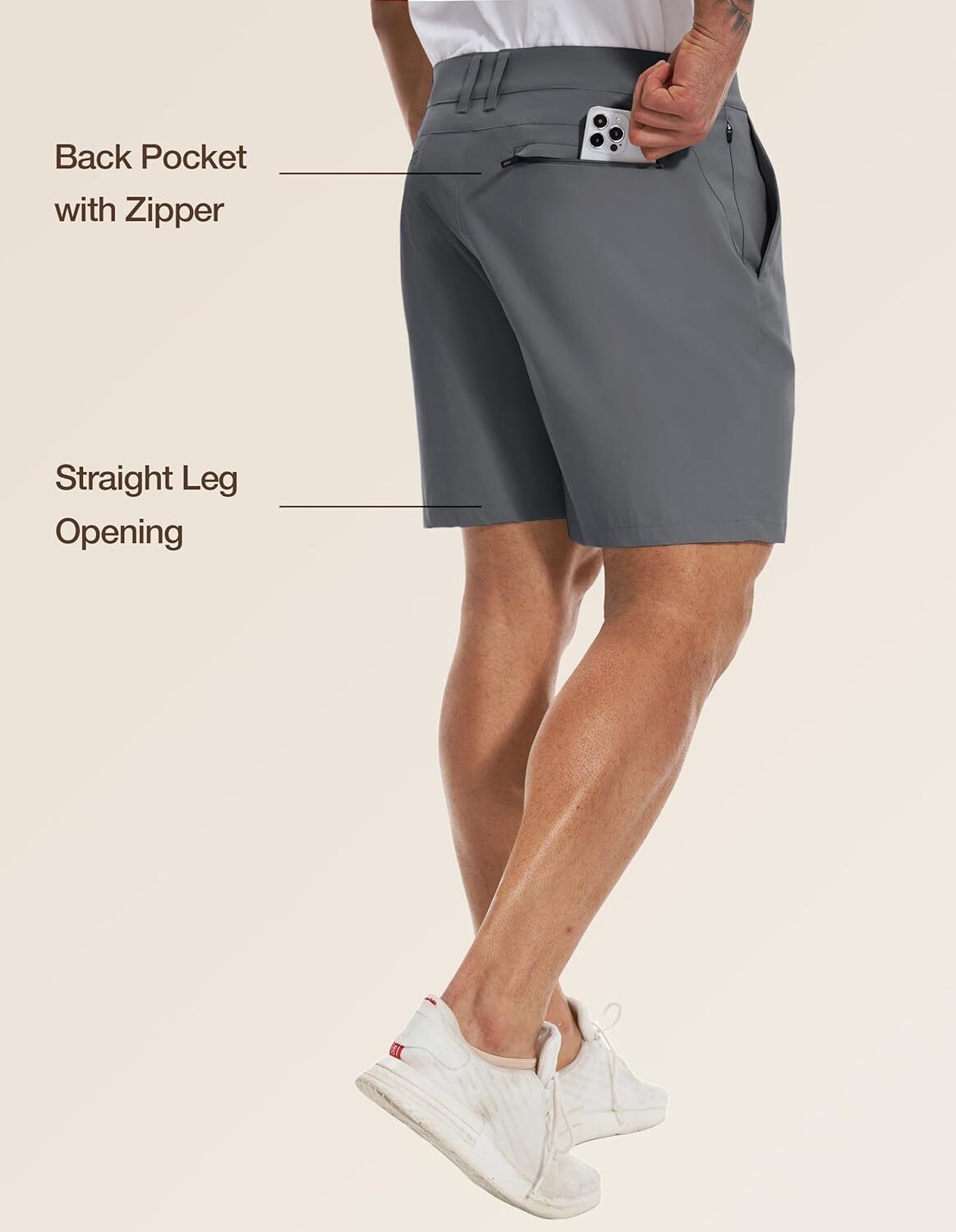 Men’s Stretch Shorts Waterproof Lightweight Qiuck Dry Hiking Big Tall Size Golf