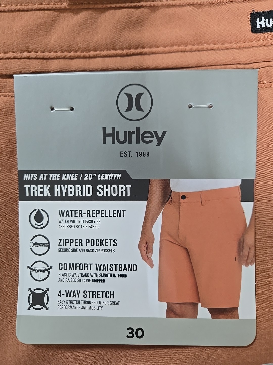 NWT: Men’s Hurley Trek Hybrid Shorts – Orange – Variety of Sizes!