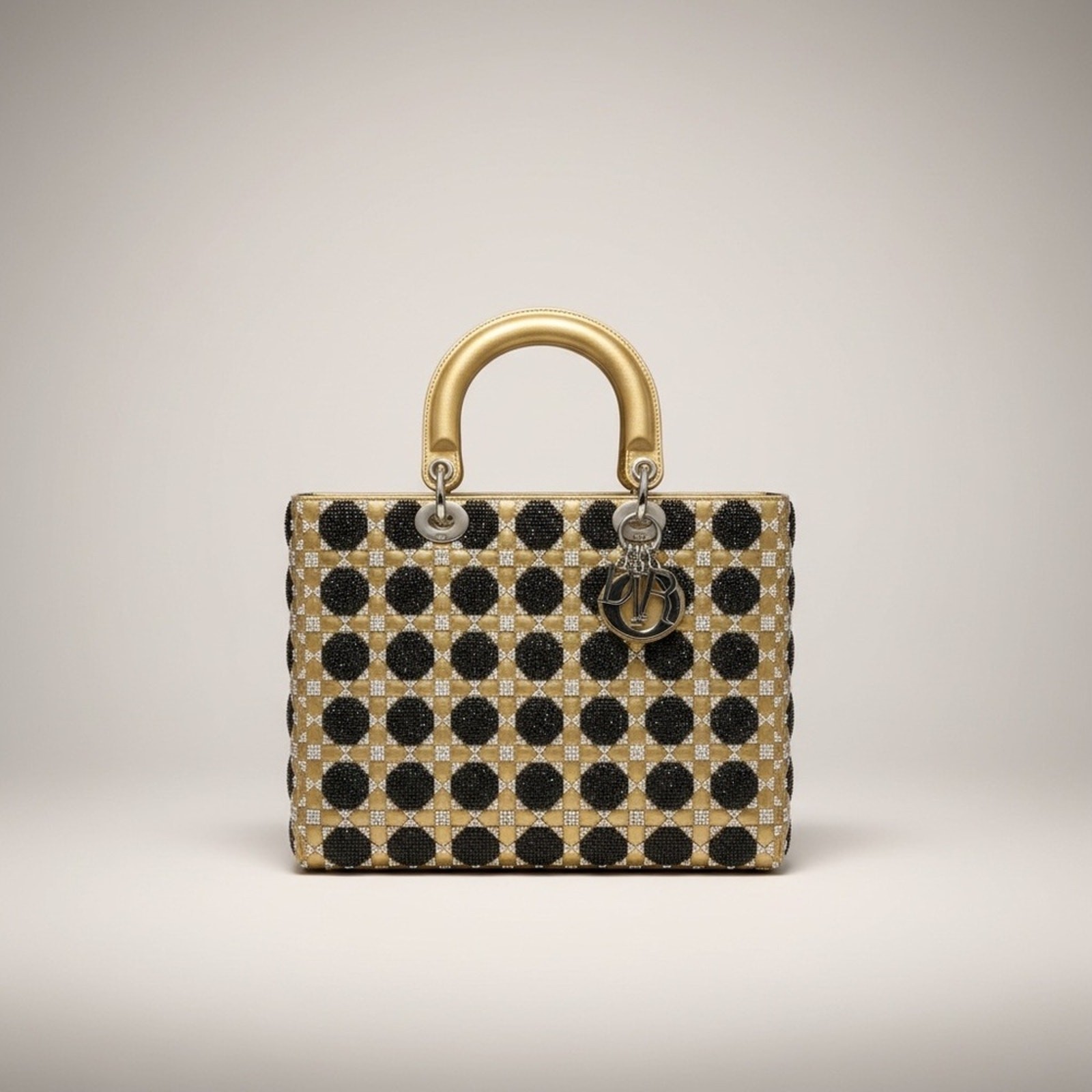 Christian Dior Lady Dior Medium Gold Pattern Canvas Reimagined Gold HW