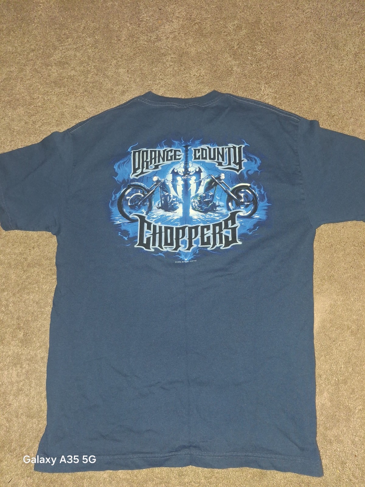 Vintage Orange County Chopper T-shirt Size Large Motorcycle Sword Flames