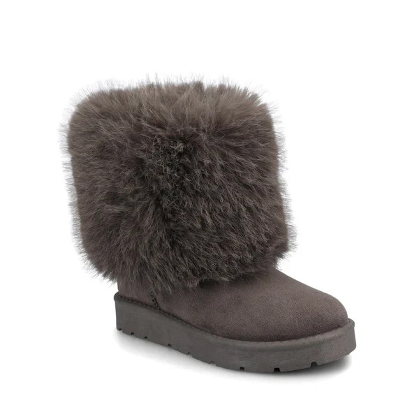 Journee Shanay Women Gray Cold Weather Booties Faux Fur Size 8M New