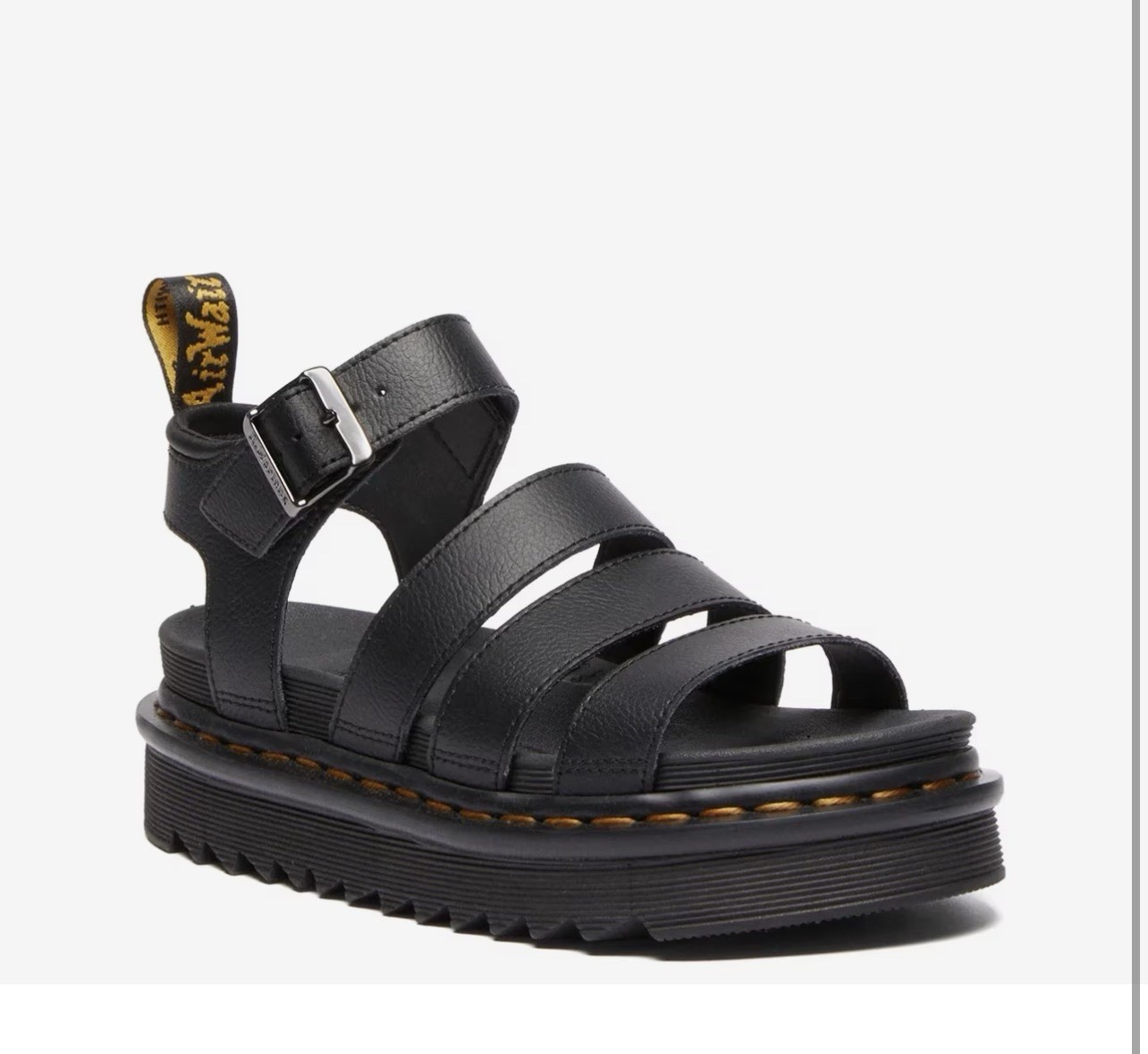 Dr. Martens Women’s Black Leather Platform Strappy Ankle Strap Buckle Sandals 10