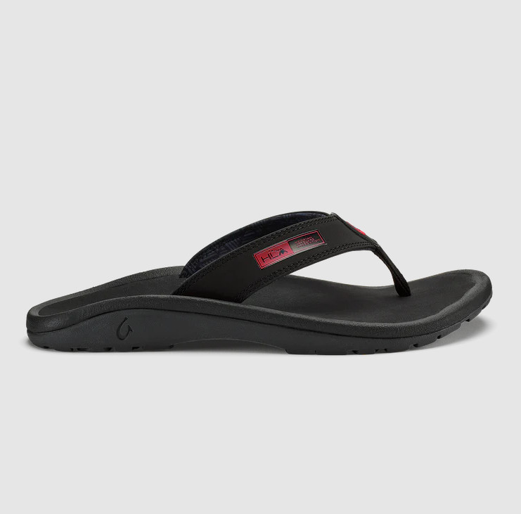 NEW AUTH OluKai Ohana Men’s Beach Sandals Black Hla Water Resistant Flip Flops