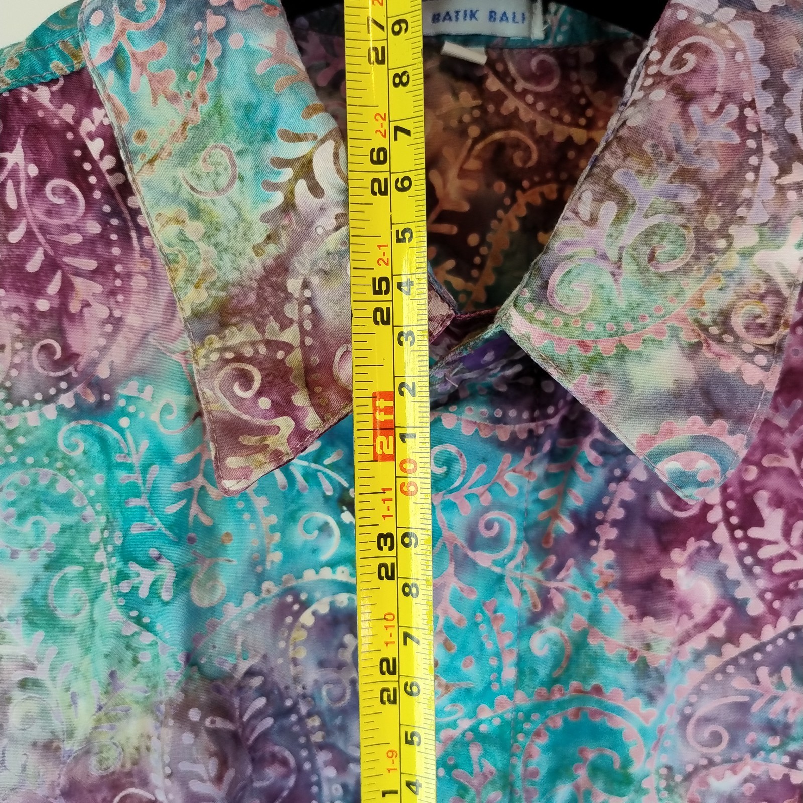 Sariamerta Vibrant Multi Coloured Patterned Button Up Shirt Mens Size L Cotton