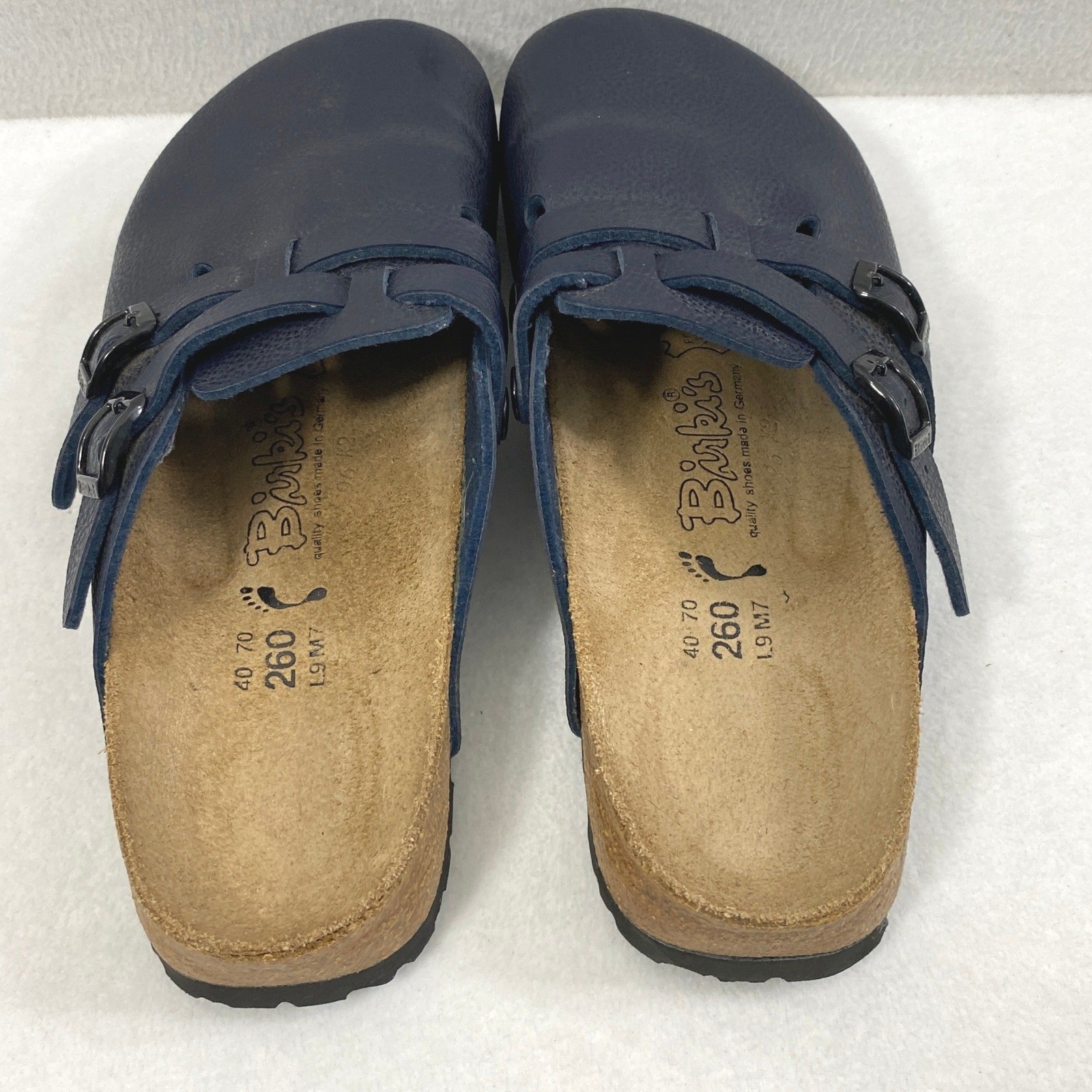 Birkenstock Birki’s Clogs W 9 / M 7 Maria Navy Blue Pebble Double Buckle Leather