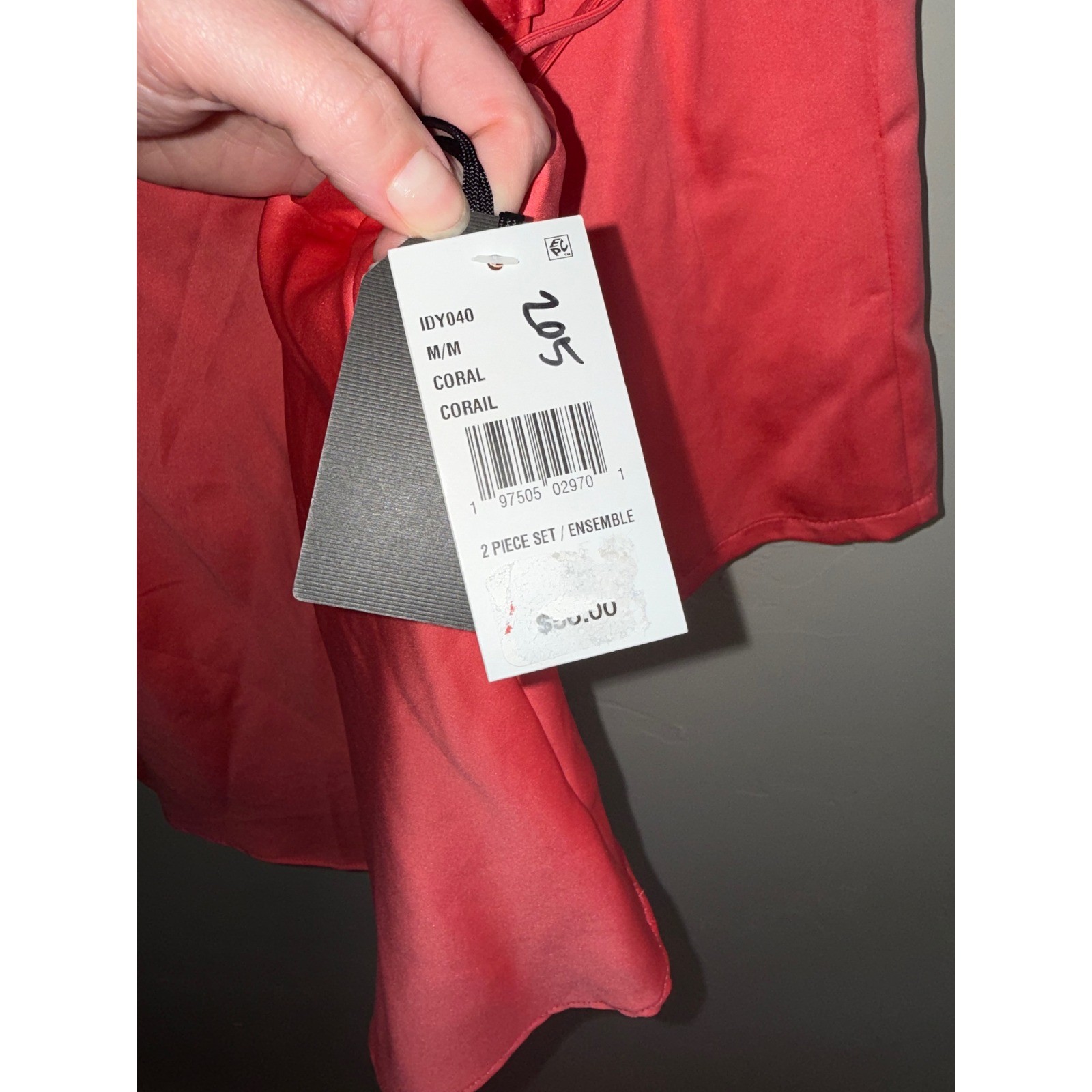Midnight Bakery Coral Satin 2 Piece Pajama Set Camisole and Shorts Size M
