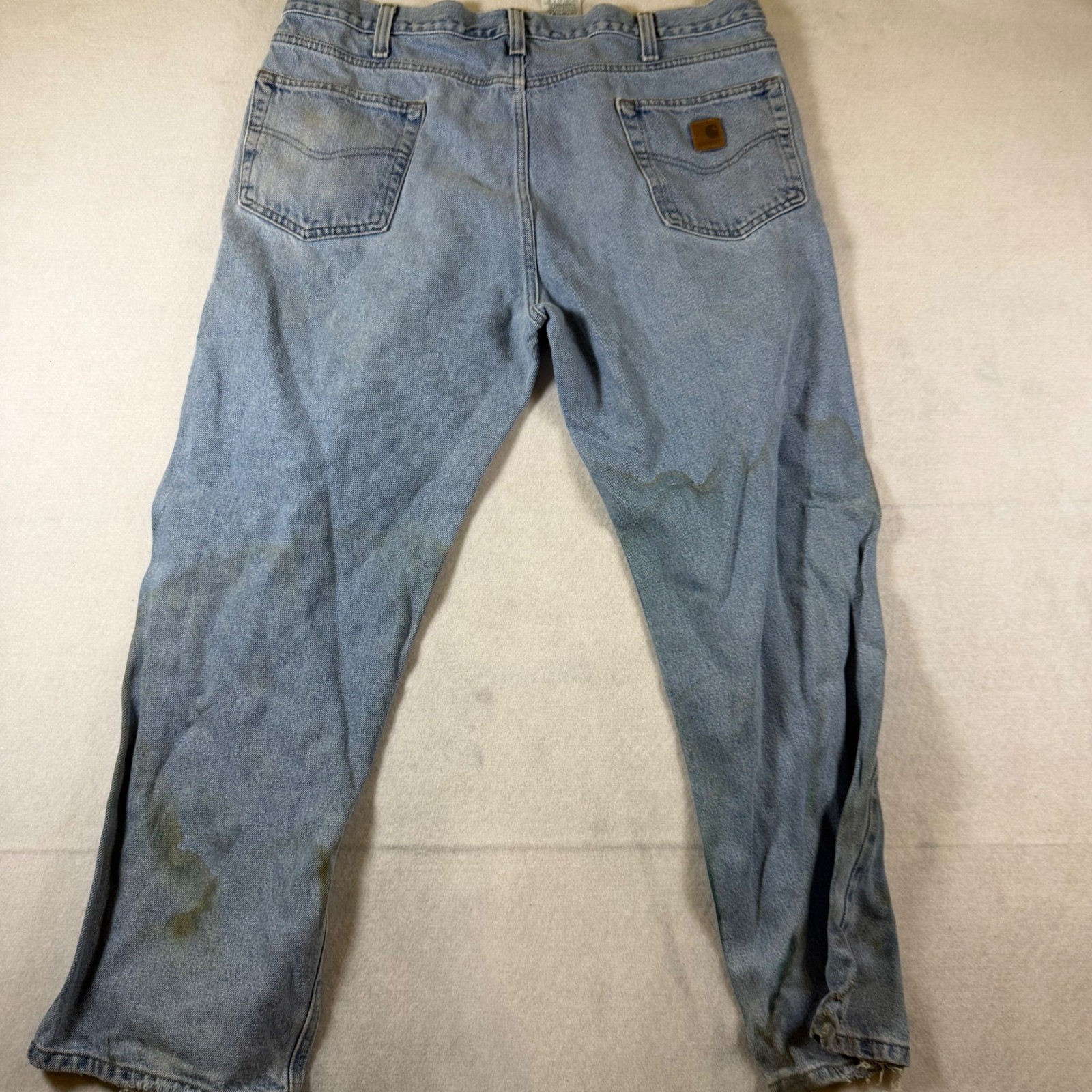 Carhartt B480 LVB Mens 40×30 Traditional Fit Distressed Light Wash Denim Jeans