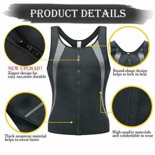 Zipper Gynecomastia Compression Tank Top for Men Sweat Vest Fitness Body Shaper