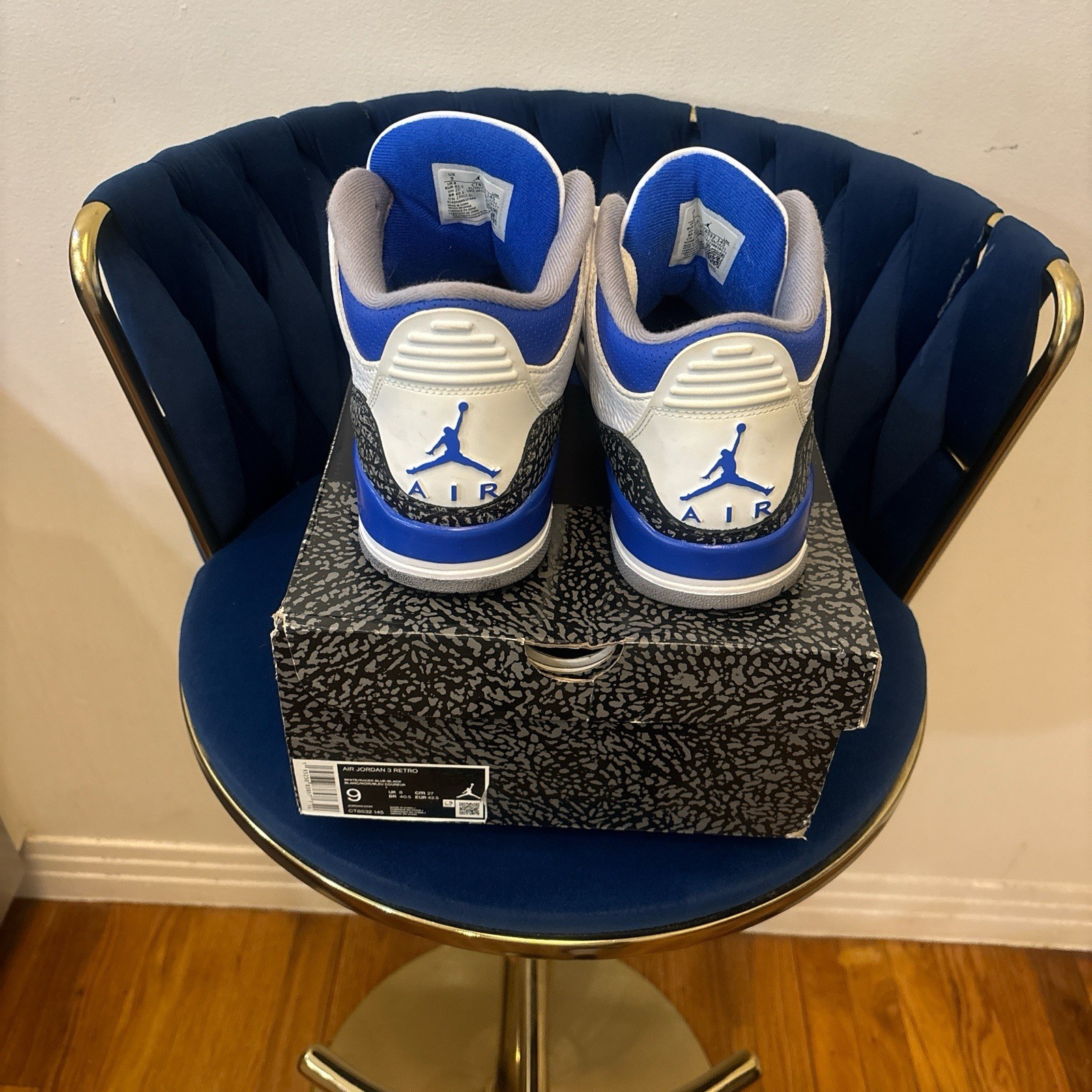 Jordan Air Jordan 3 Retro Racer Blue White Leather Low Top CT8532-145 Men