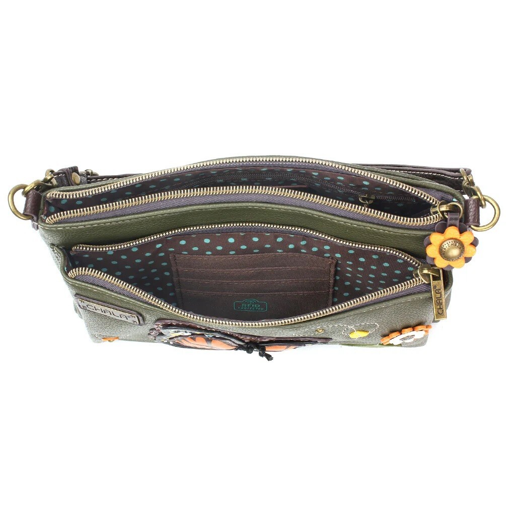 Chala Monarch Butterfly Deluxe Crossbody RFID Protected Vegan Leather Bag NWT