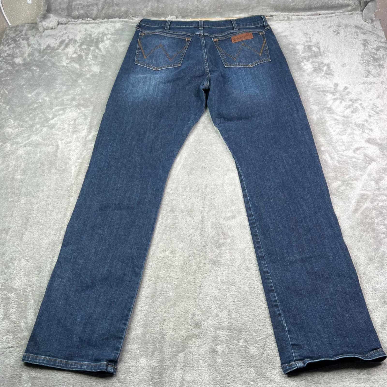 Wrangler Retro Slim Straight Jeans Mens 34×34 Blue Medium Wash Western Denim