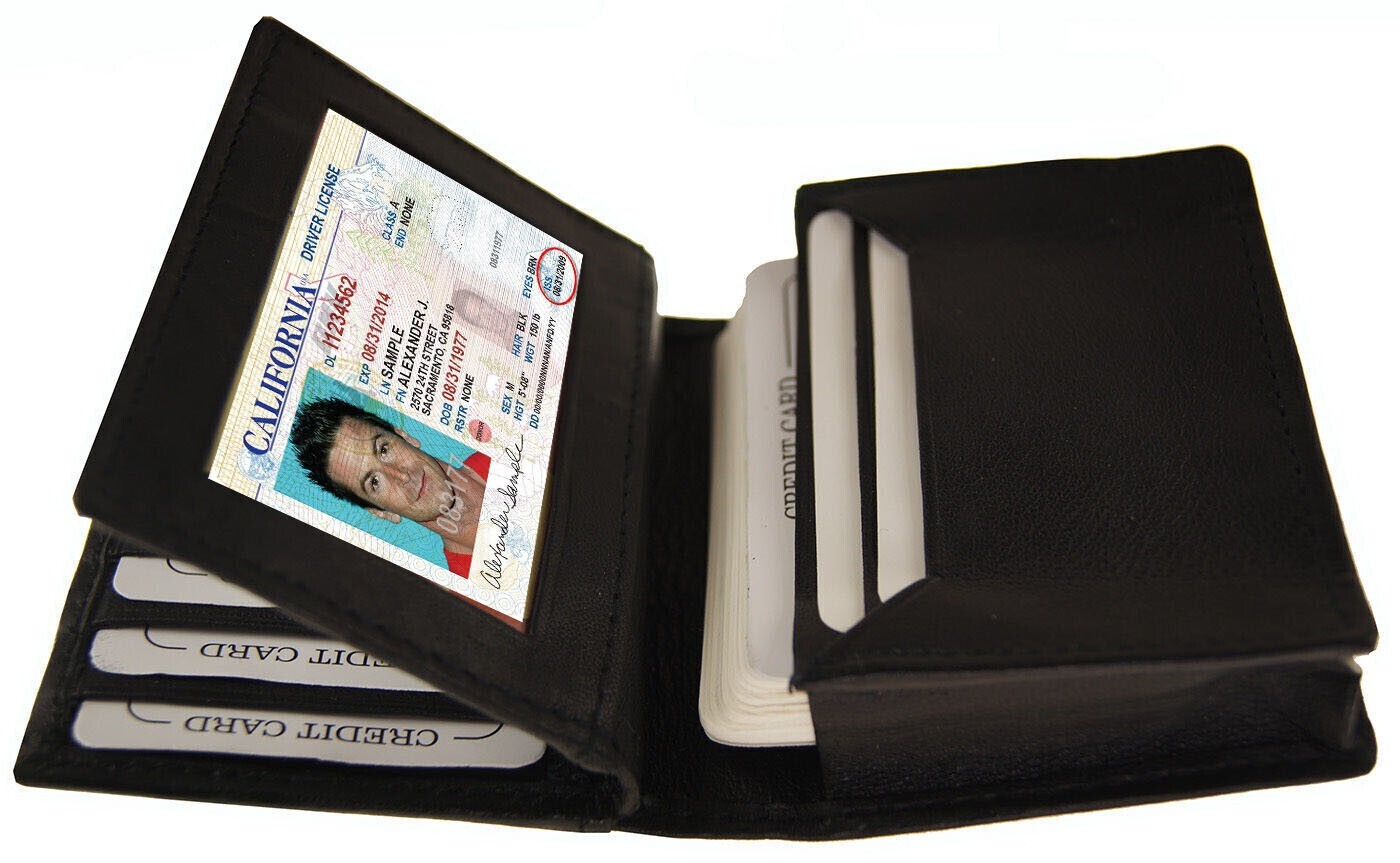 Rfid Mens Slim Front Pocket Wallet Genuine Leather Bifold Id/credit Card Holder