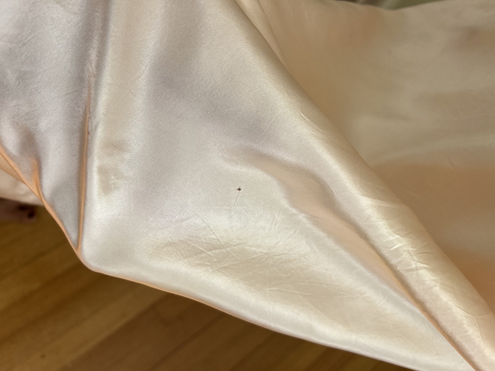 Vintage 1930s Rayon Bias Cut Satin Nightgown Dress Peach Embroidered Liquid 40 L