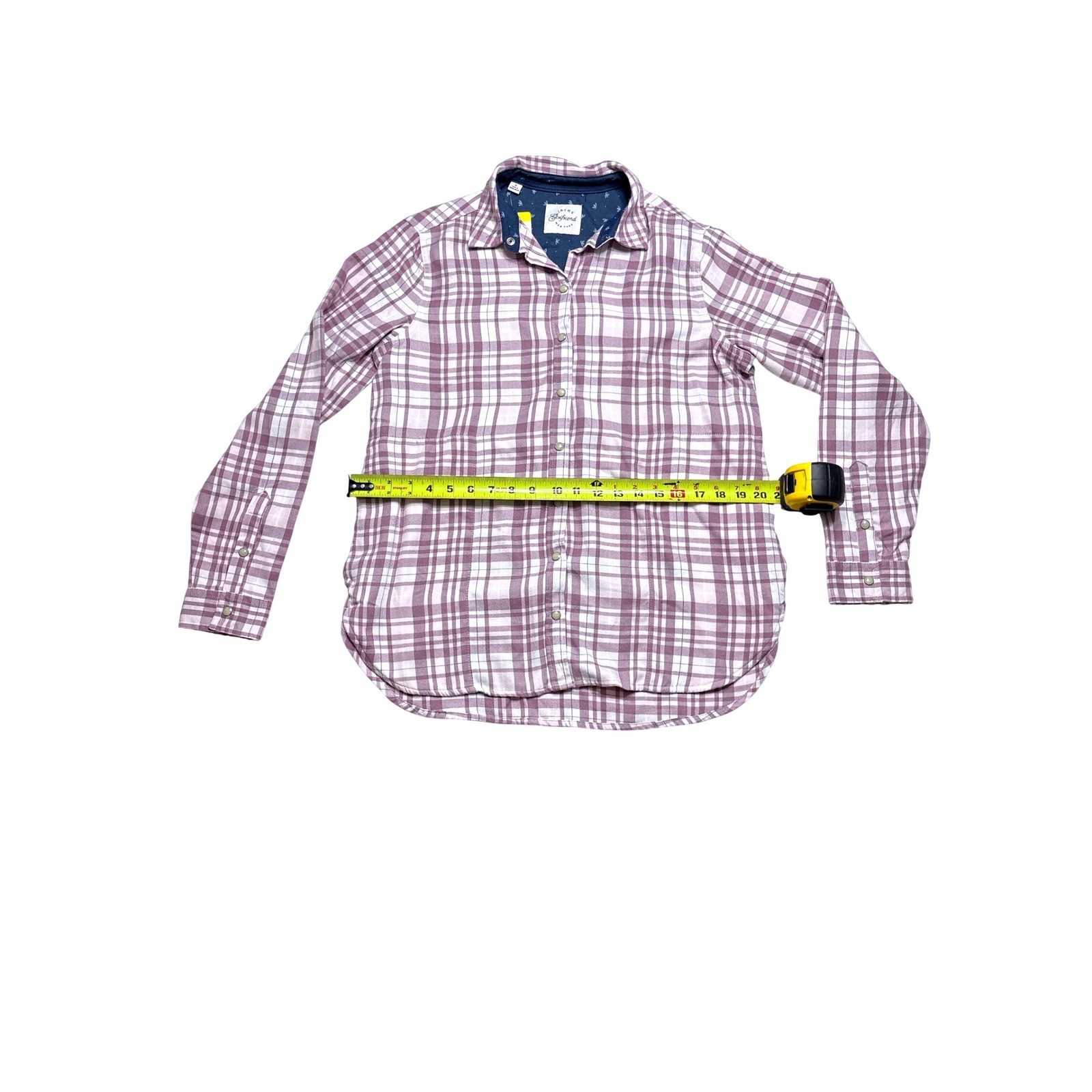 Jachs Girlfriend Womens Purple White Plaid Long Sleeve Snap Button Shirt Small