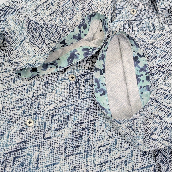 7 Diamonds 4-Way Stretch Button Up Shirt Mens XL Geometric Outer Limits Pattern