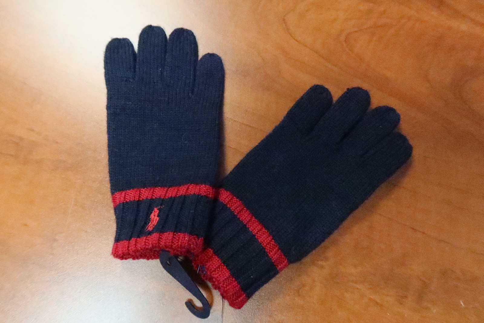 New Polo Ralph Lauren Kid’s Wool Gloves – Size 4-7 (14cm x 8cm) Navy / Dark Red