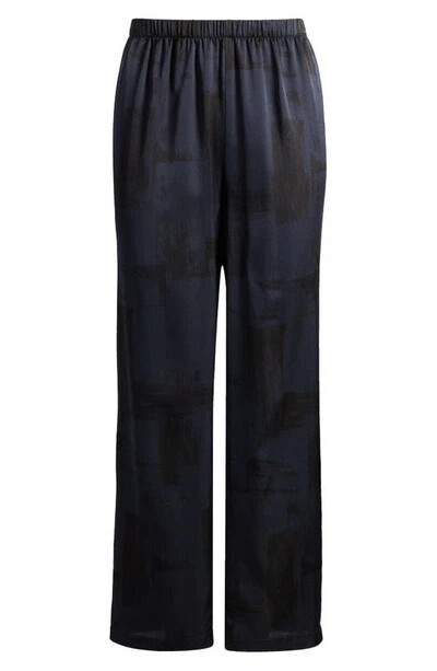 NEW Eileen FisherBrushstroke Print Straight Leg Silk Blend Ankle pants L #P3631