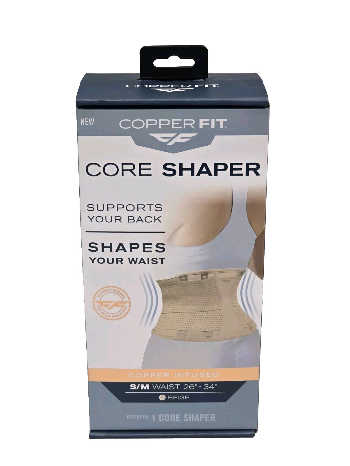 NEW – COPPER FIT Core Waist Belt Trainer Shaper Women Beige S/M Waist 26″-34″
