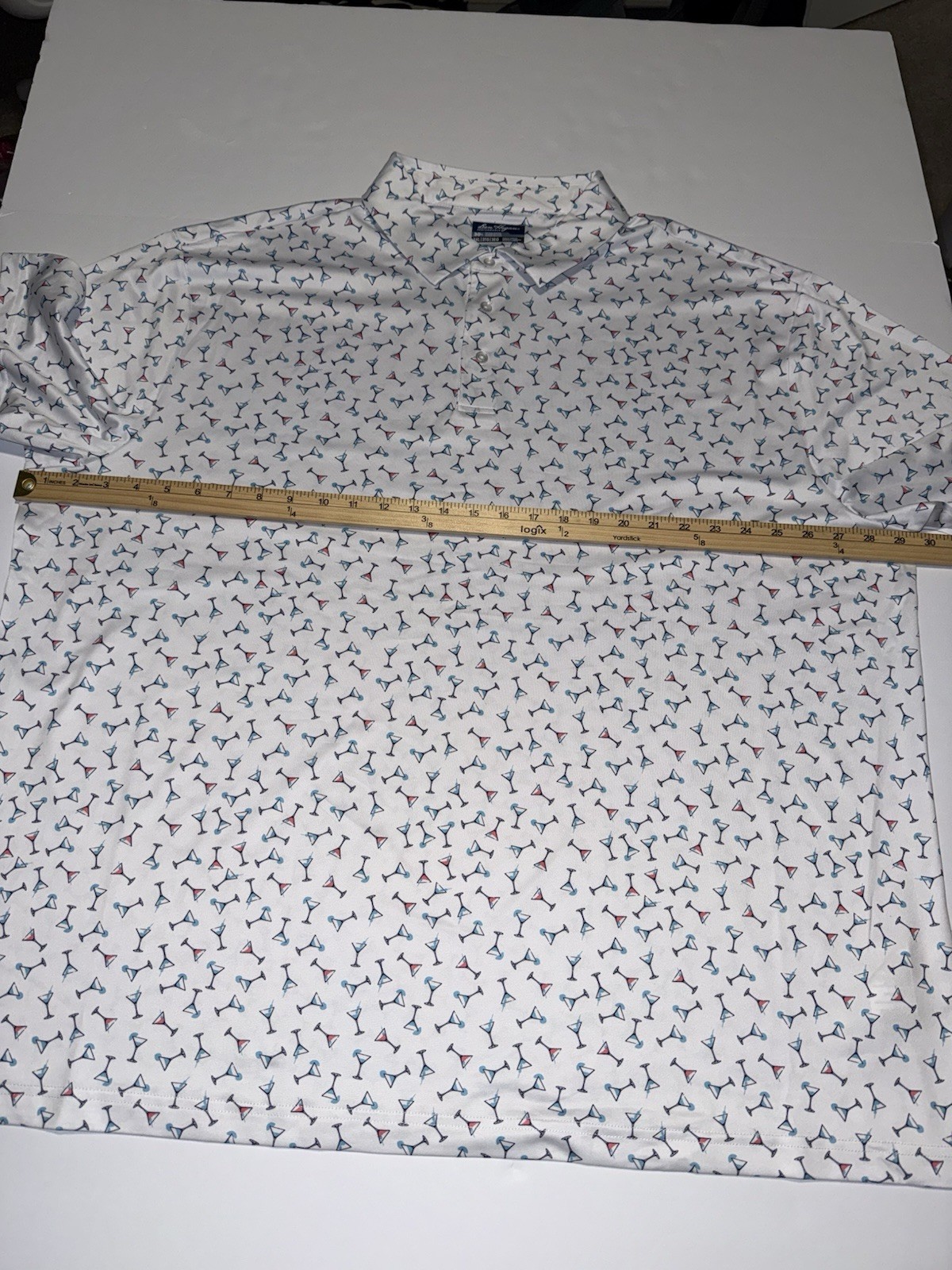 Ben Hogan Men’s Polo Shirt 3XL White Martini Print Performance Golf NWT