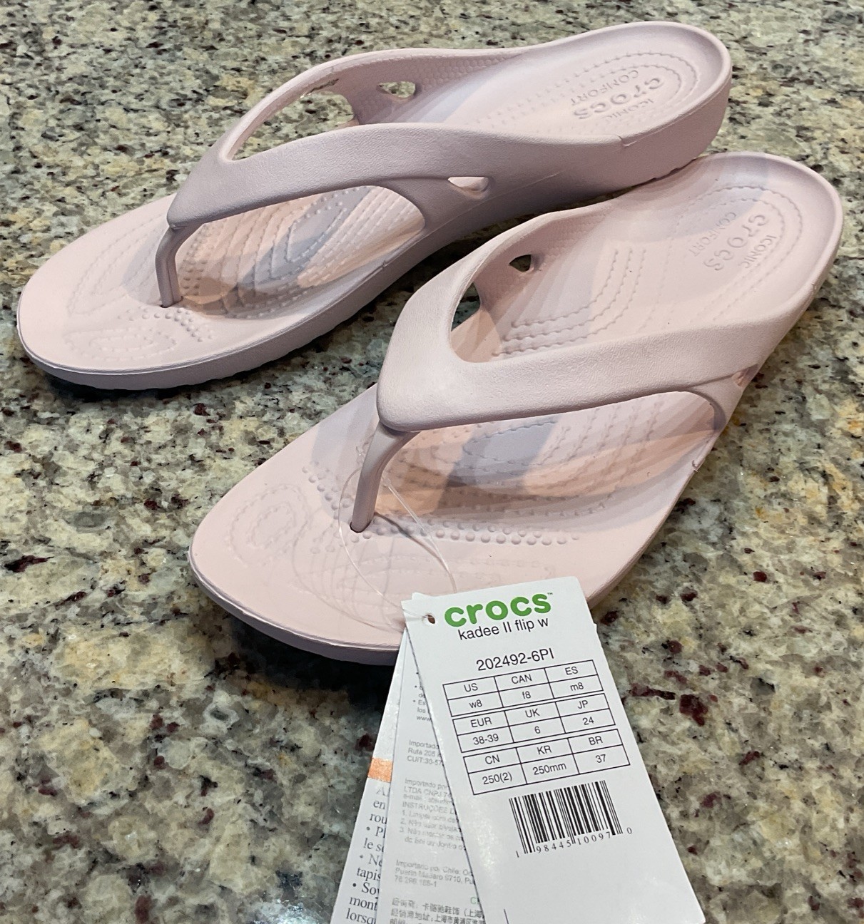 CROCS Women’s Sz 8/EUR 38 – 39 Kadee II BARELY PINK Flip-Flop 202492-6PI NWT