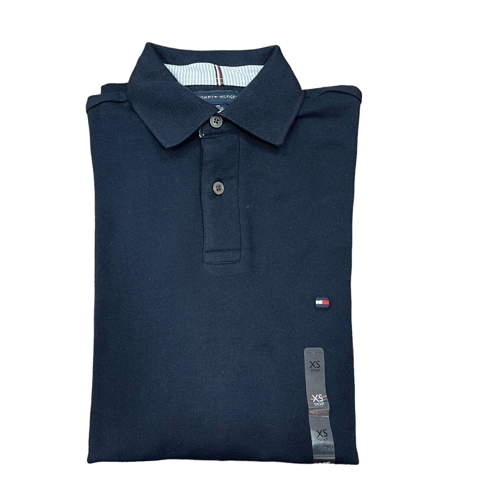 Tommy Hilfiger Mens Regular Fit Solid Stretch Cotton Mesh Long Sleeve Polo Shirt