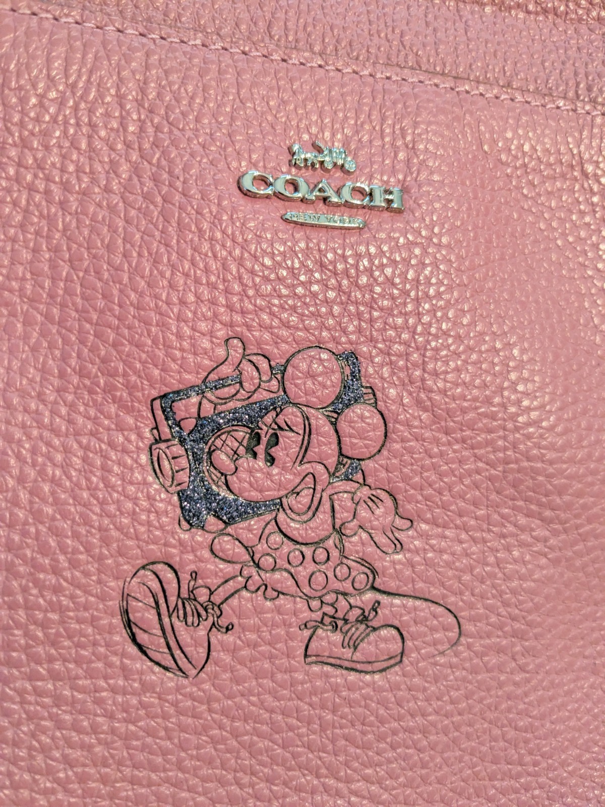 COACH x Disney Pink Minnie Mouse Crossbody Bag Leather Purse
