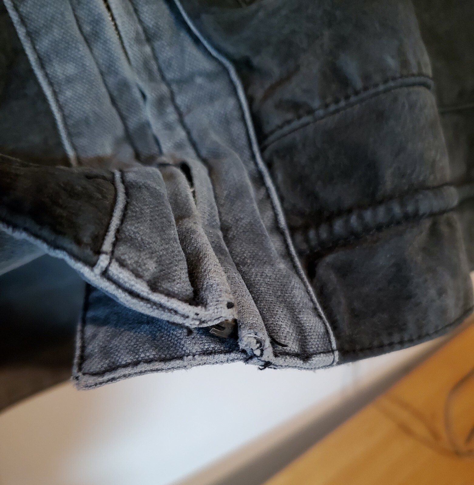 Vtg Authentic Gray Unisex Harley Davidson Suede Leather & Denim Jacket or Vest