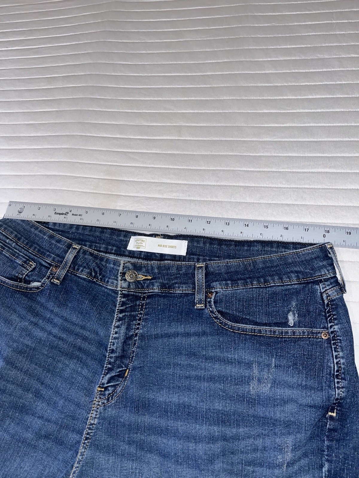 Signature by Levi Strauss & Co. Men’s Blue Dark Wash Distressed Stretch Shorts