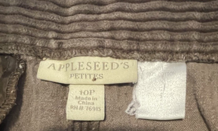 Appleseeds Brown 10P Corduroy Stretch Waist Pants Straight Leg