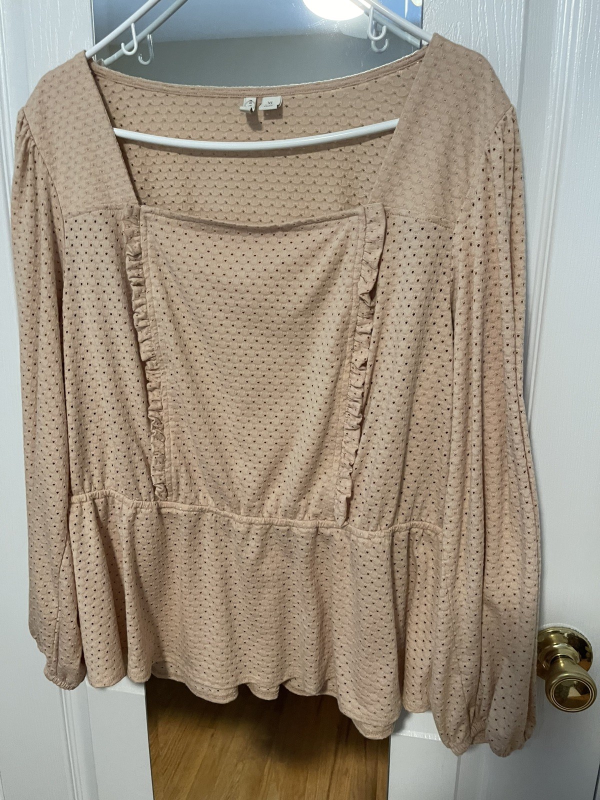 Cato Est 1946 Long Sleeve~Ruffle Front~Lightweight XL Size Blouse~