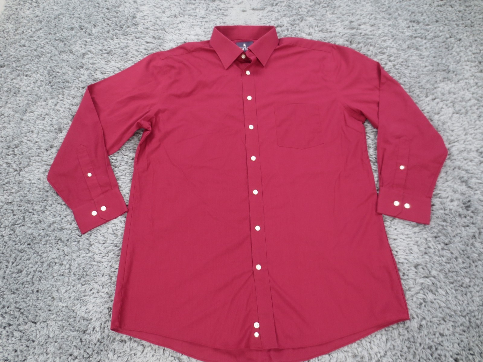 Stafford Travel Shirt Mens 16.5 Dark Red Easy Care Broadcloth Long Sleeve Button