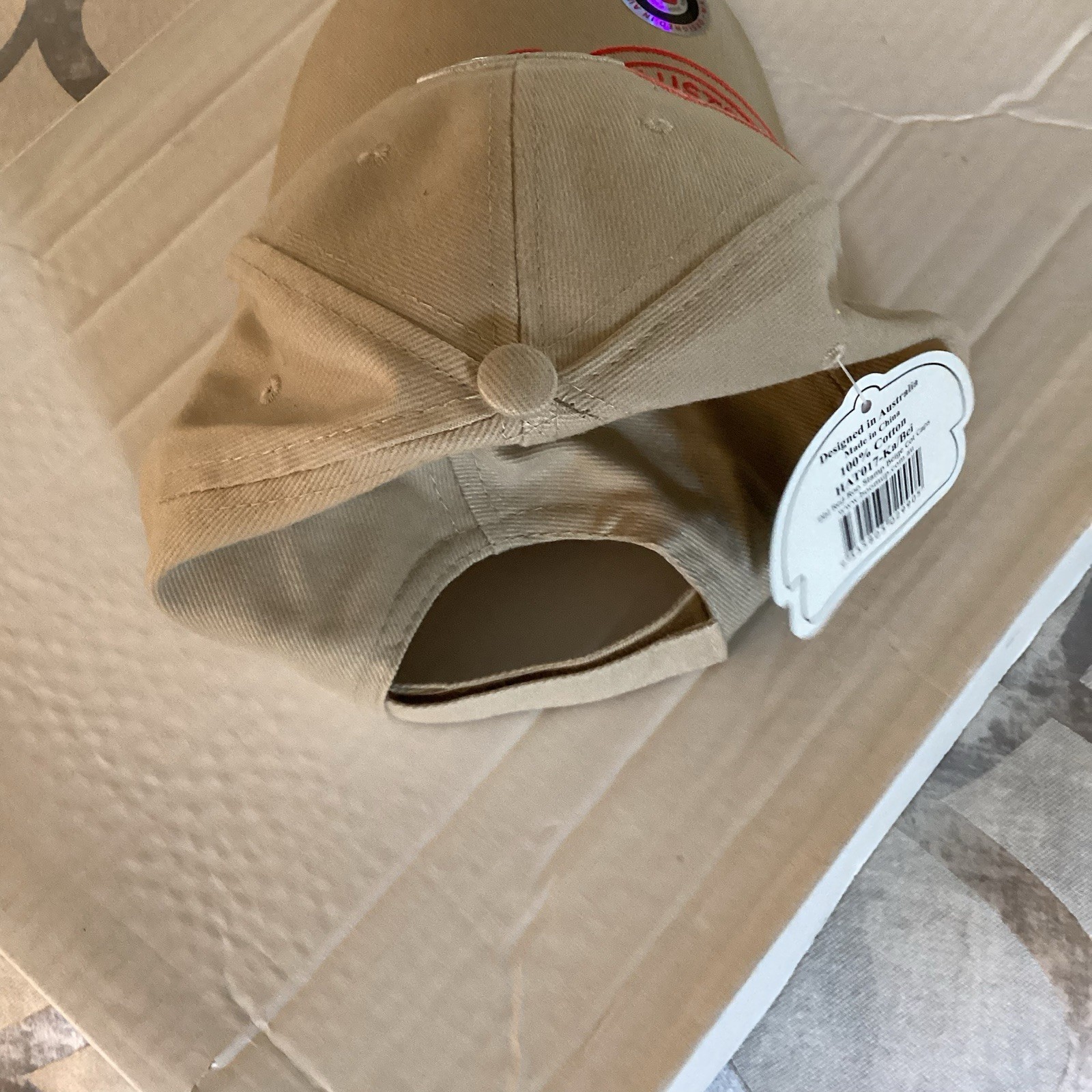 Australia Hopping Kangaroo Beige Baseball Cap Adjustable New With Tag