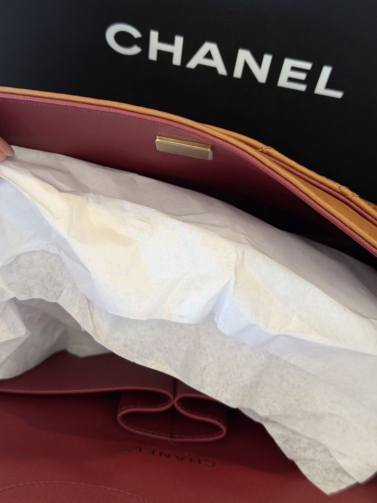 CHANEL Brown Quilted Flap Shoulder Bag Turn Lock Gold Chain Medium w/Box