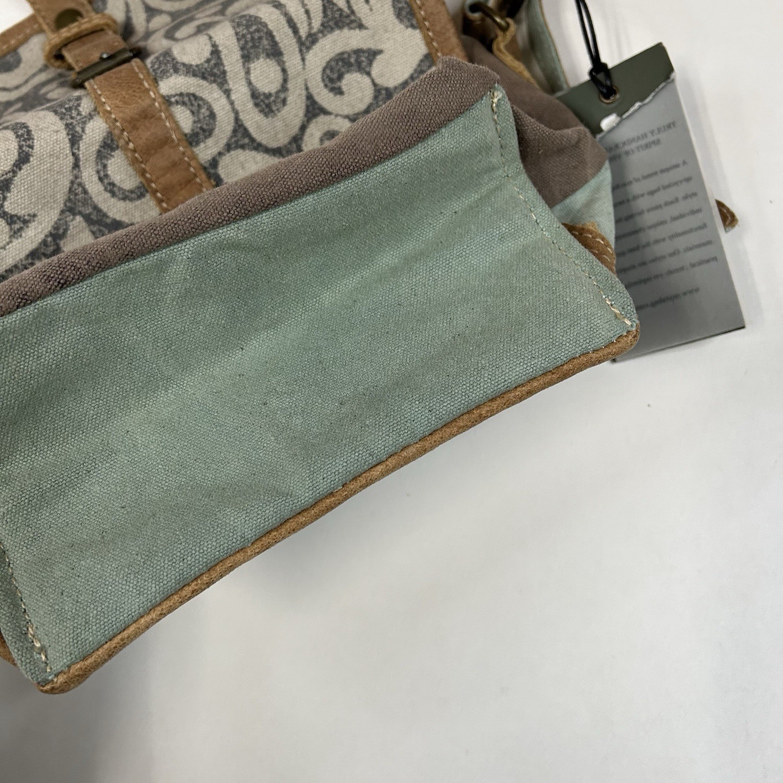 NEW Myra Bag Crossbody Bag Small Canvas Leather Blue Brown Flap #1246