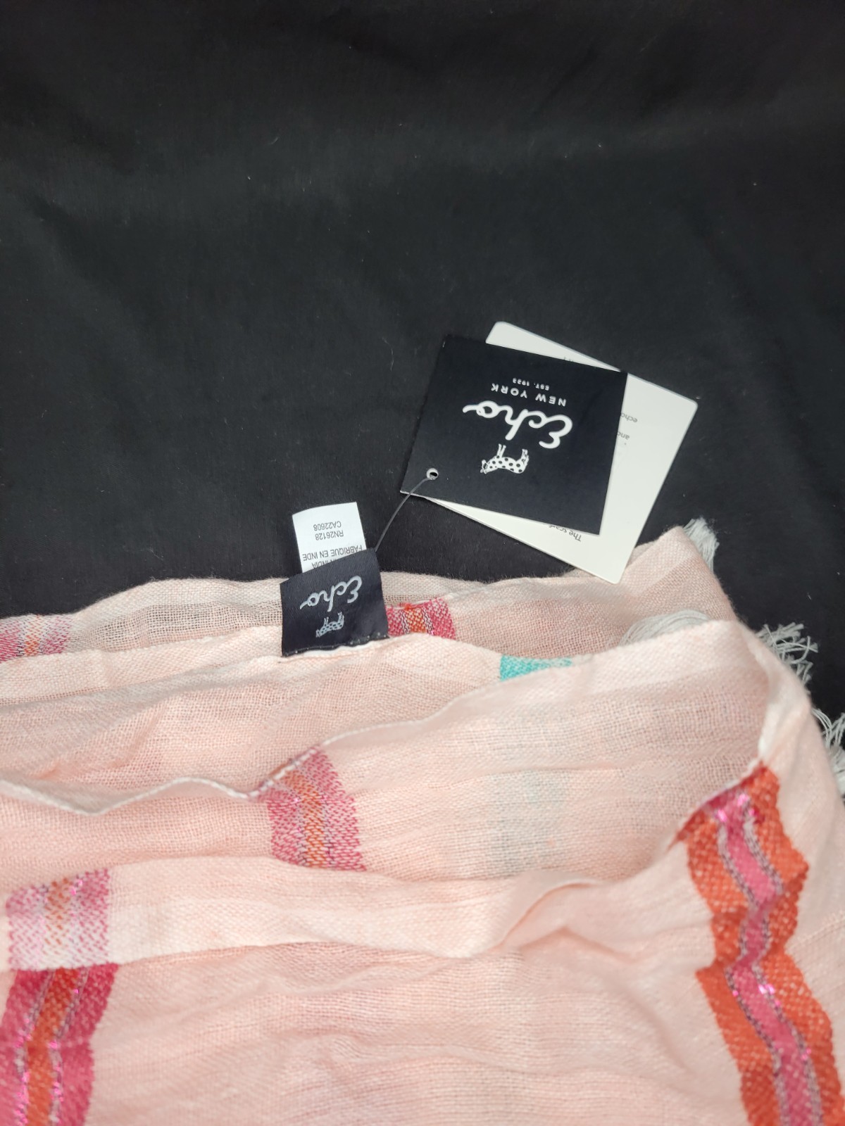 Echo Womens Cabana Strip Oblong Scarf Glittery Stripes Pink **NWT**