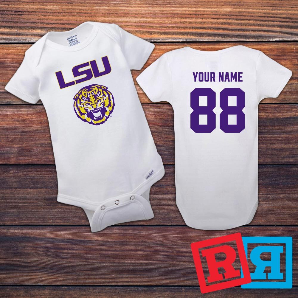 Personalized LSU Tigers Gerber Baby Onesie® Cotton Custom Bodysuit
