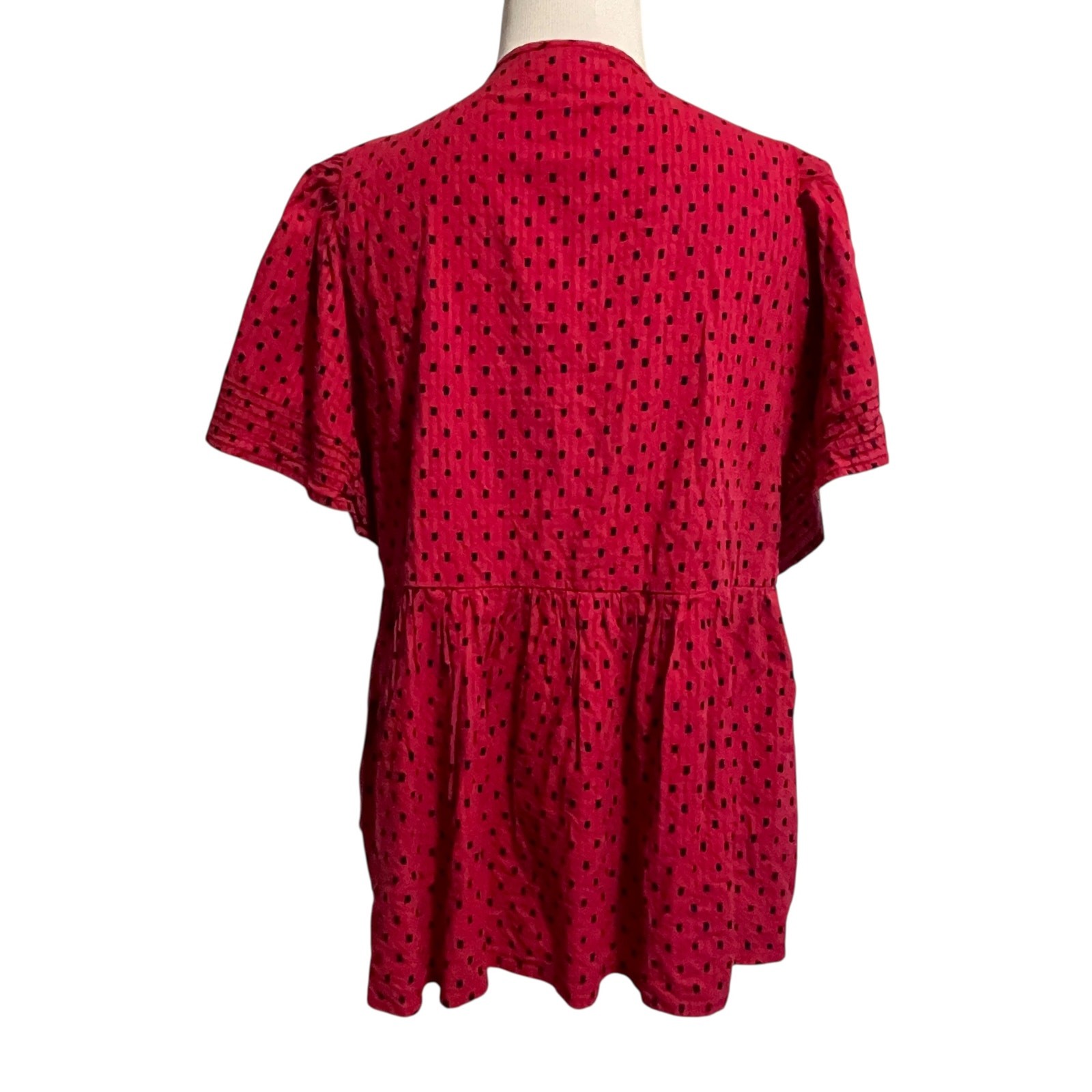 Knox Rose Embroidered Peasant Top Womens Medium Hot Pink & Black Boho Babydoll