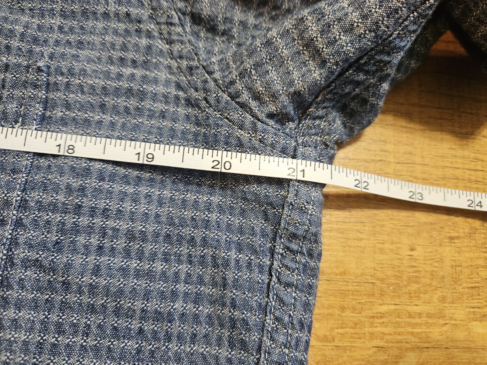GUSTIN classic fit large INDIGO DYE CONE DENIM JACQUARD 6oz fabric shirt USA