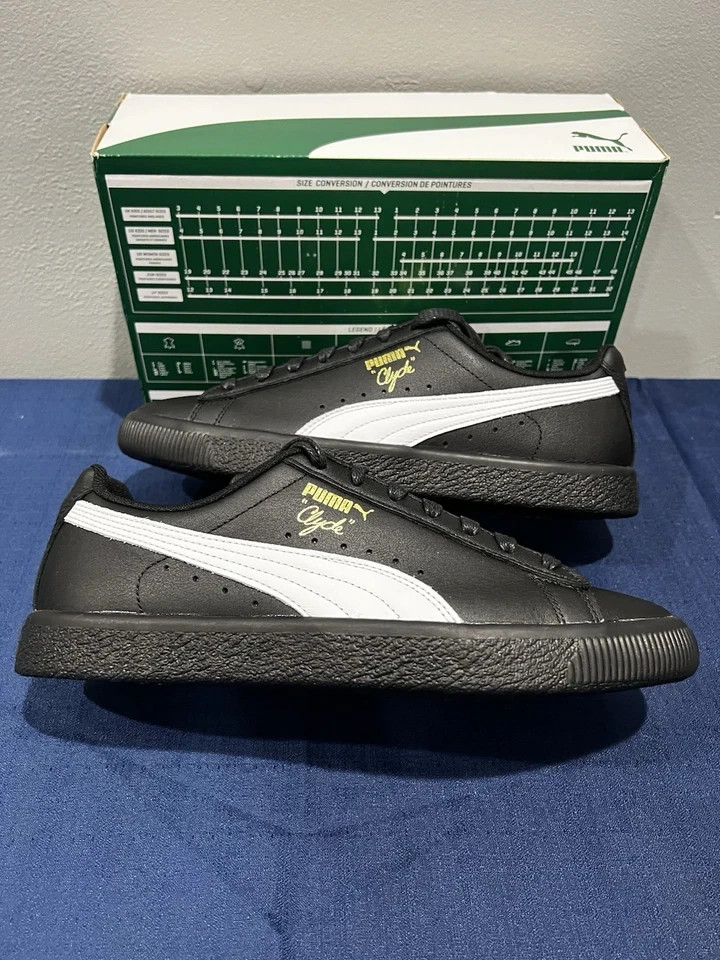 Puma Clyde Core Leather Foil Black/White Low Shoes Sneakers 364669-04 Men’s New