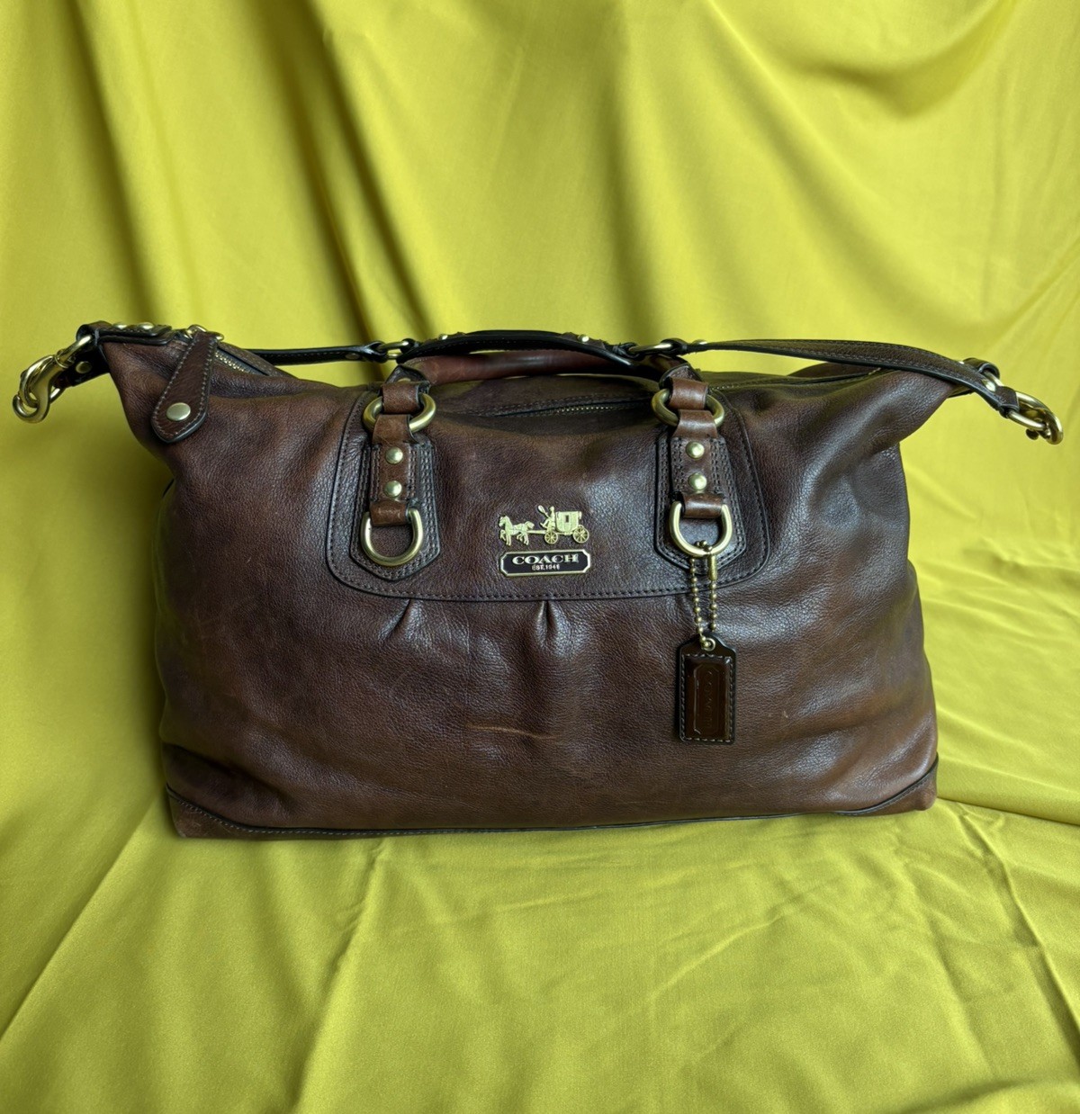 COACH Madison Sabrina Slouchy Leather Handbag Y2K Purse Dark Brown