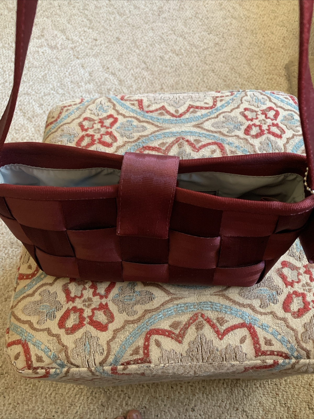Harveys Original Seatbelt Bag Woven Satchel Bag Dark Raspberry USA